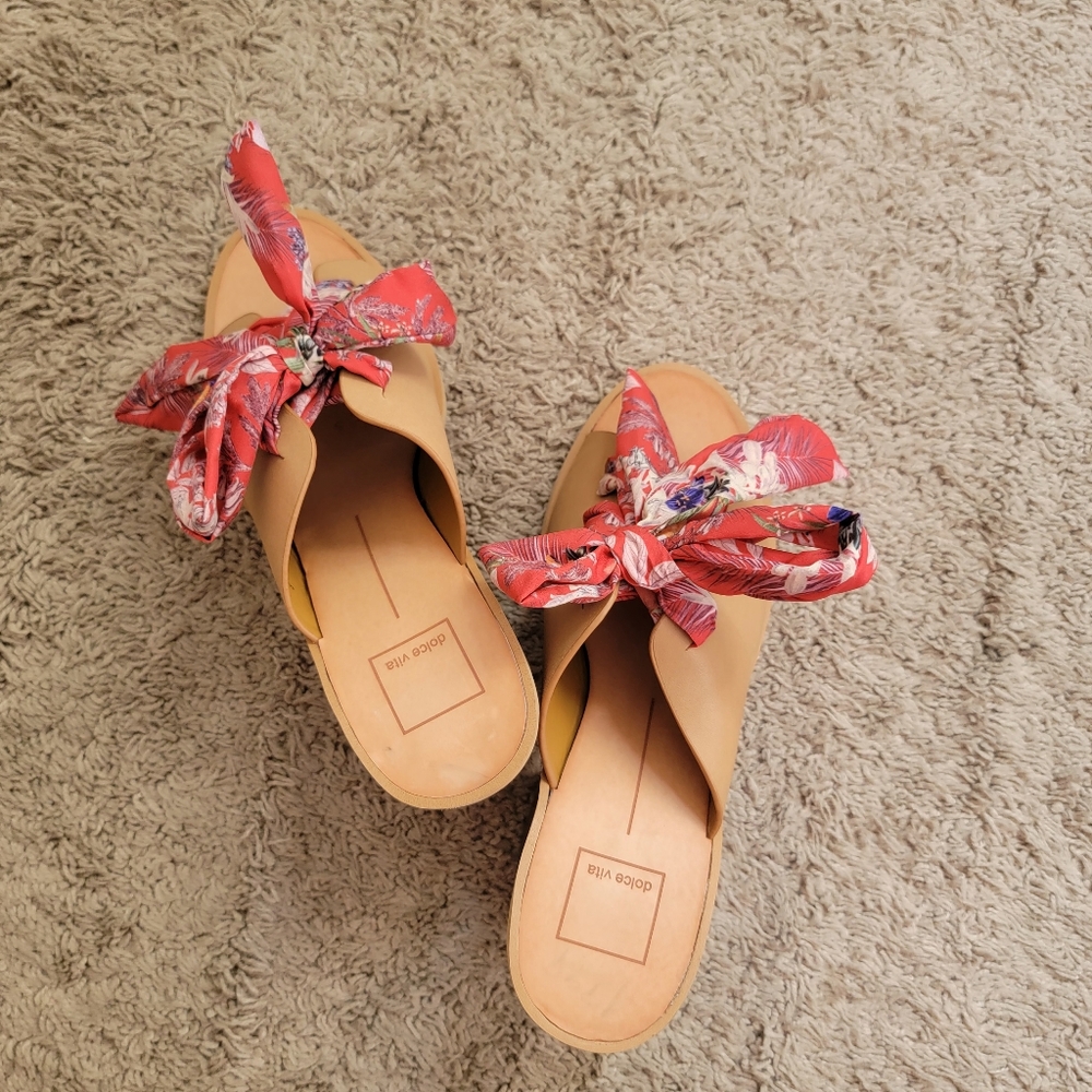 New Dolce Vita Aleeya Block Heels‎ High Heel Leather Sandals Floral Size 10 M - Picture 8 of 14